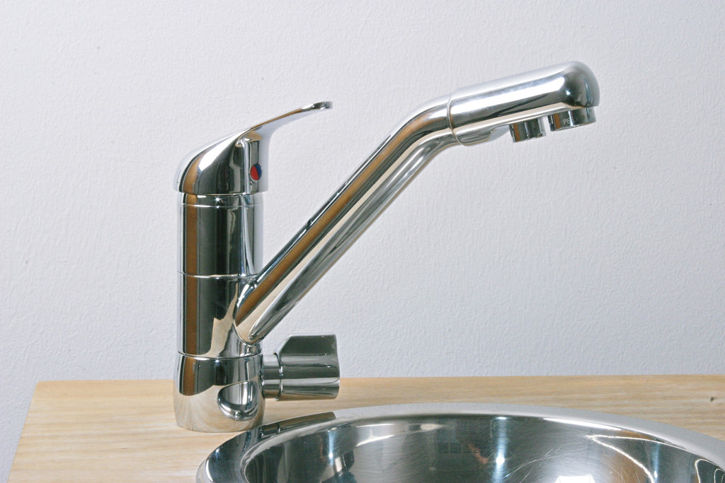 DeLuxe Wasserhahn (OSLO), niedriger Auslauf getrennte Ausläufe für Filter- und Leitungswasser