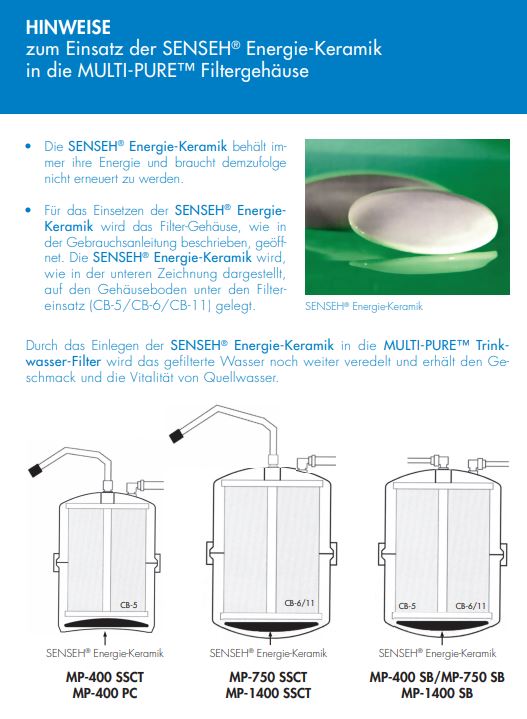 SENSEH® Energie-Keramik für alle MULTIPURE Modelle