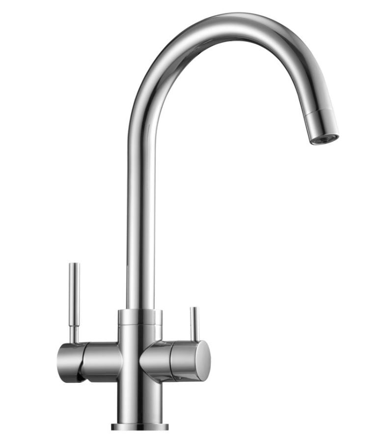 Deluxe-Wasserhahn (CAMBRIDGE) METALL FREE, runder Auslauf getr. Ausläufe für Filter- und Leitungswasser
